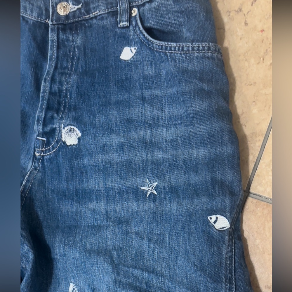 New Free People Westward Embroidered Jeans In Seascape Print Size 29 We The Free - Picture 7 of 16